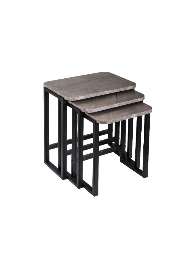 evistar 3-piece coffee table set made of high-quality Turkish wood with a modern design - Image 1