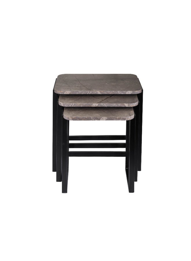 evistar 3-piece coffee table set made of high-quality Turkish wood with a modern design - Image 2