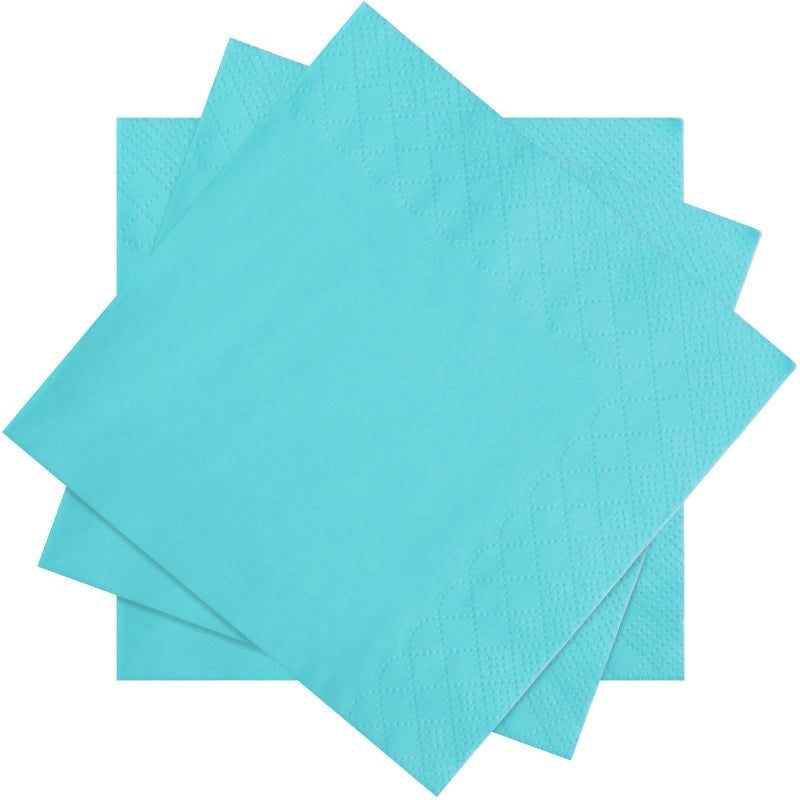 Spakon 100 Pieces 2 Ply Cocktail Napkin Disposable Soft Napkins for Dinner Wedding Party Baby Shower Birthday Bridal Anniversary Reception 5 x 5 In Blue Green
