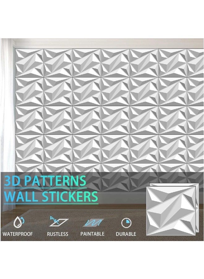 Generic 3D Wall Panel, Diamond Design, PVC Wall Panel, For Living Room, Bedroom, Hotel, Office Wall Decoration, 300*300mm Matt White  - Image 3