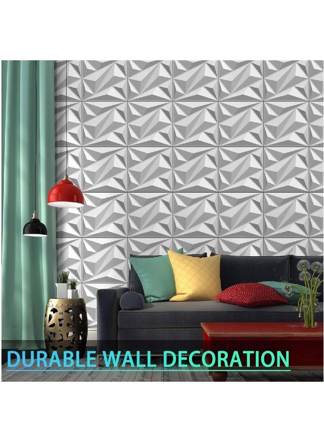 3D Wall Panel, Diamond Design, PVC Wall Panel, For Living Room, Bedroom, Hotel, Office Wall Decoration, 300*300mm Matt White