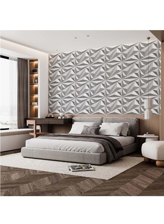 3D Wall Panel, Diamond Design, PVC Wall Panel, For Living Room, Bedroom, Hotel, Office Wall Decoration, 300*300mm Matt White