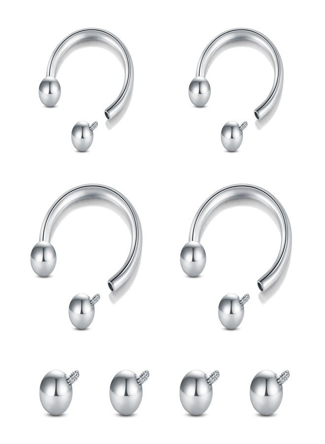Longita Internally Threaded Septum Ring Silver Black Gold Septum Rings 16G Septum Piercing Surgical Steel Septum Jewelry Septum Nose Rings 16 Gauge Small Septum Ring Horseshoe with Replacement Balls - Image 1