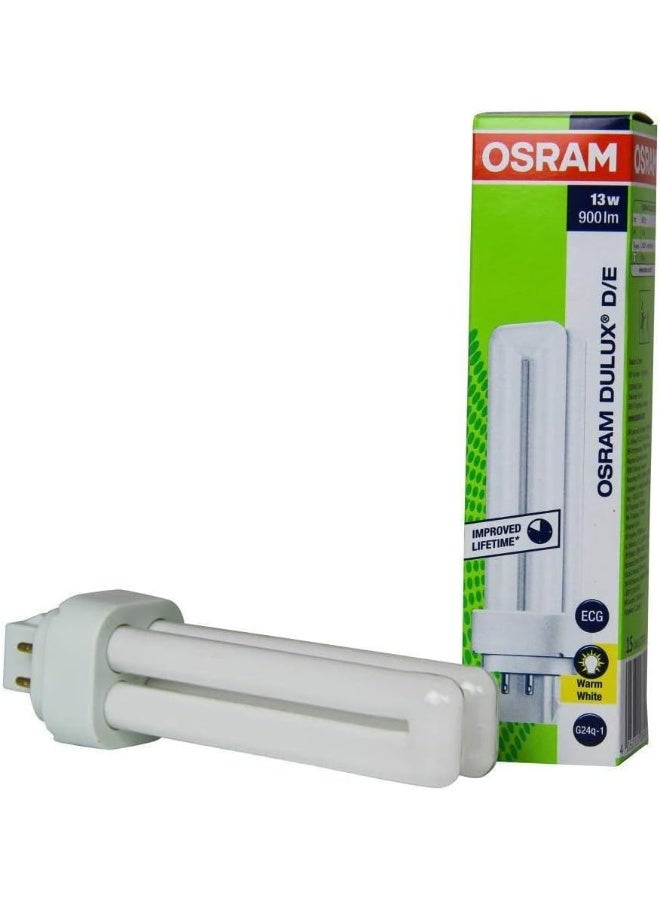 OSRAM Osram DULUX D 13W/830 Compact Fluorescent Light Bulb Warm White G24D1-2 Pin - Image 2