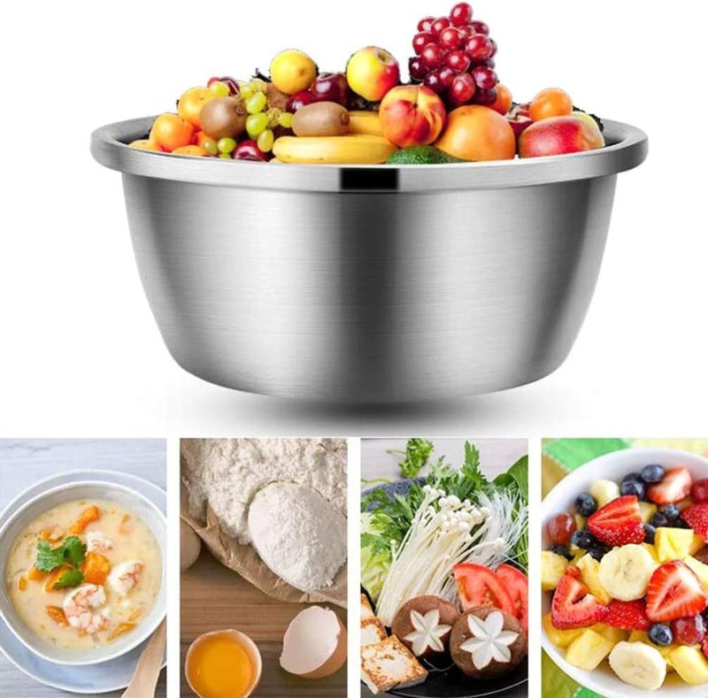 Alark Stainless Steel Serving Bowl Snacks Serving and Mixing Bowl Set Kitchen Accessories Colander for Washing Basket Salad Rice, Vegetable, Fruit Matt Finish, Food Grade and Grains to Filter Easily - Image 4