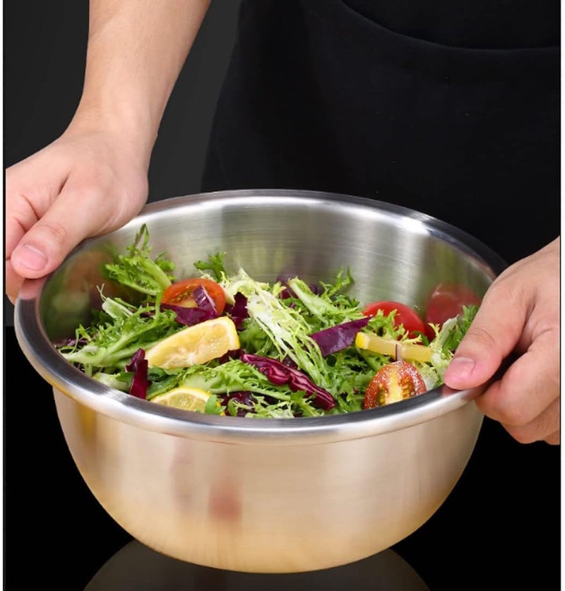 Alark Stainless Steel Serving Bowl Snacks Serving and Mixing Bowl Set Kitchen Accessories Colander for Washing Basket Salad Rice, Vegetable, Fruit Matt Finish, Food Grade and Grains to Filter Easily - Image 5