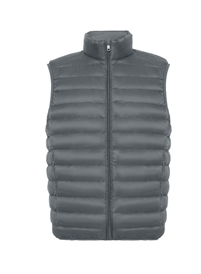 Loquat Autumn Winter Men Stand Collar Sleeveless Warm Vest 