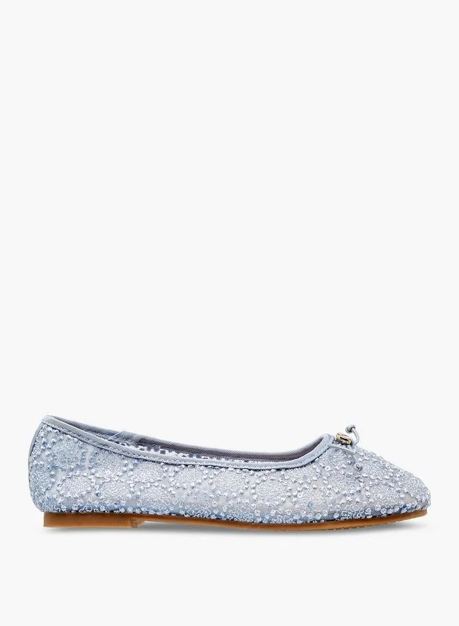 ليتل ميسي Embroidered Ballerina With Bow Accent