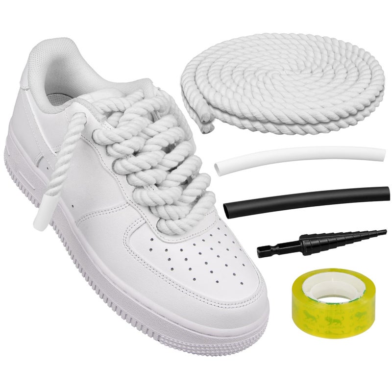 Endoto Rope Laces for Air Force 1, Thick Chunky Fat Shoelaces Strings for AF Sneaker Shoes(Color:White,Size:12.7MM) - Image 1