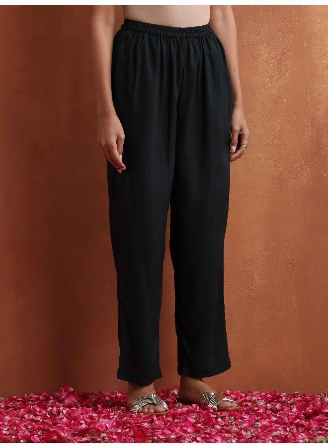 trueBrowns Black Print Kurta Co-ord Set