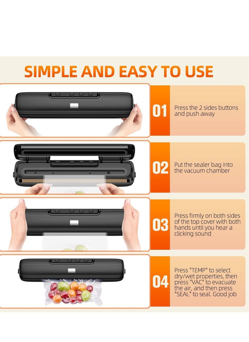 SYOSI - Vacuum Sealer Machine Food Vacuum Sealer for Food Saver Automatic Air Sealing System for Food Storage Dry and Moist Food Modes Compact Design 12.6 Inch with 15Pcs Seal Bags Starter Kit - Image 1