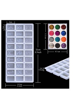 Y&D Rune Resin Mold, Symbol Letter Silicone DIY Word Molds, Crystal Epoxy Charm Mold with Sequins 12 Colors for Personalized Pendant Crafts Making Supplies  - Image 3
