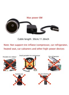 ماركة غير محددة USB ذكر إلى 12 فولت مقبس ولاعة السجائر في السيارة كابل محول أنثى مناسب لتحويل كاميرات داش أضواء السيارة المحيطة (بحد أقصى 8 واط)  - Image 3