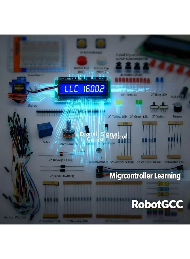 robotgcc Arduino Starter Kit with LCD1602 Display, Servo Motor, Breadboard & Sensors, Electronics Components Learning Kit for Arduino UNO Projects, Programming Practice, Circuit Building, STEM Education for Beginners (Board Not Included) - Image 3