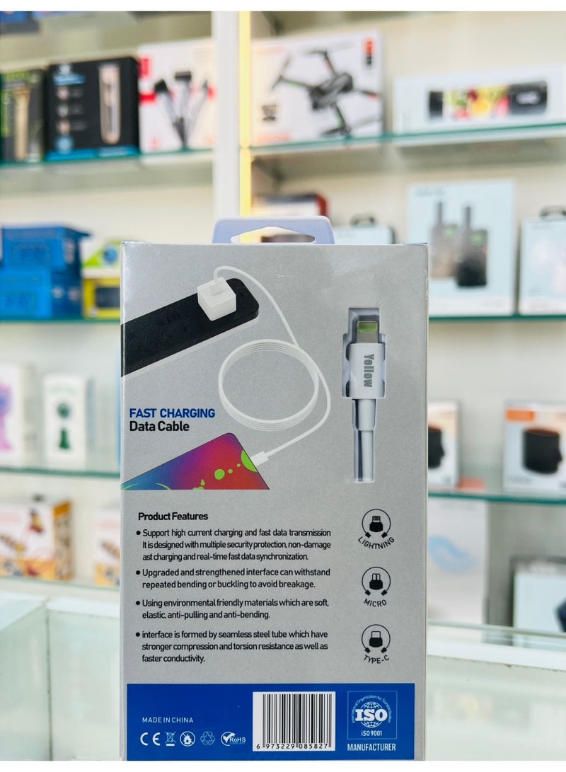 Yellow BO-Y106 Fast Charging Lightning Cable 2M - Image 2