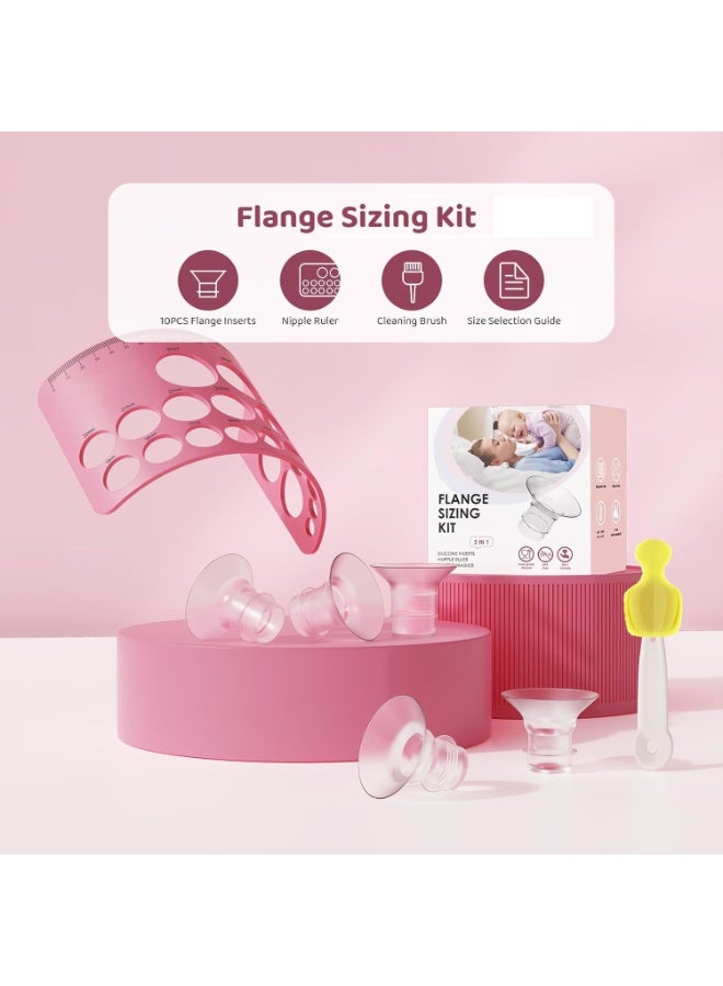 Relex Flange Sizing Kit 3 in 1 with 10PCS Flange Inserts 13/15/17/19/21mm, Silicone Breast Pump Flanges Insert Kit for 24mm Electric Breast Pump, Pumping Breastfeeding Essentials Kit for New Mom - Image 2