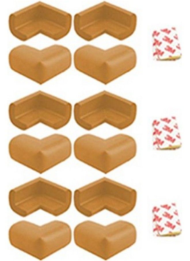 Kuhu Creations - Premium Baby Kids Safety Corner Edge Cushion Protector Guard. (12 Units Wooden Brown) - Image 1