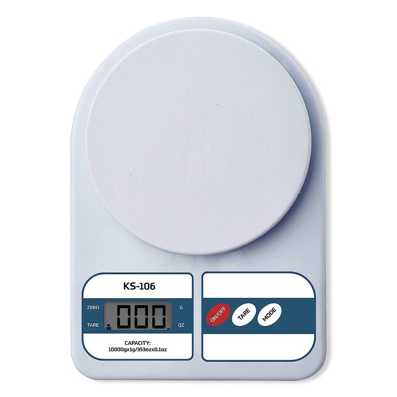 KITCY Kitchen Scale Multipurpose Portable Electronic Digital Weighing Scale Weight Machine With Back light LCD Display White Maximum capacity 10 kg - Image 1