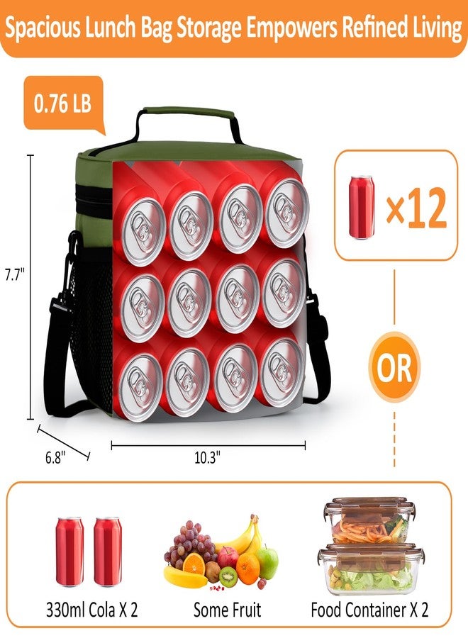 Vankor Insulated Lunch Bag for Men Women, Reusable Lunch Box Leakproof Cooler Lunch Tote Bag with Adjustable Shoulder Strap for Work Office Picnic Beach Travel, Green - Image 3