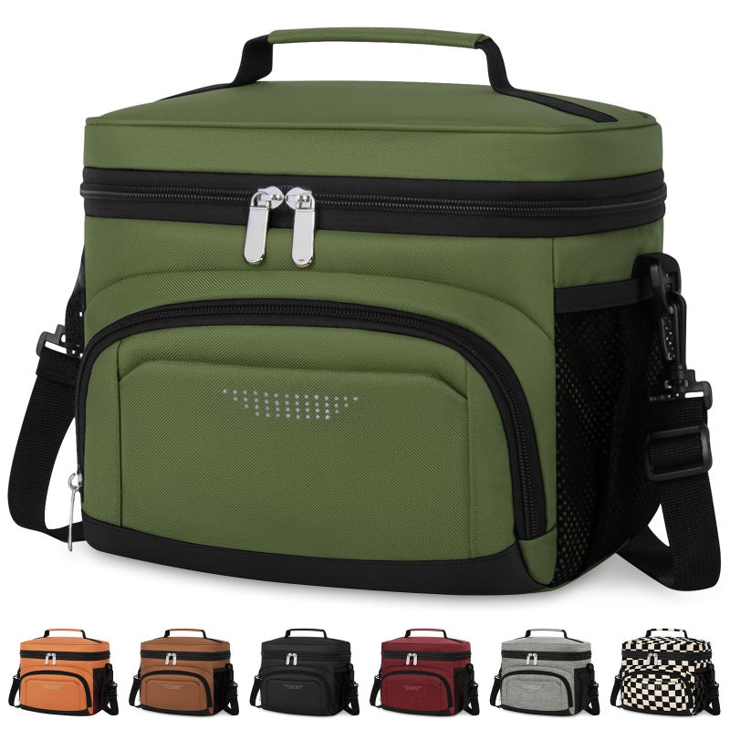 Vankor Insulated Lunch Bag for Men Women, Reusable Lunch Box Leakproof Cooler Lunch Tote Bag with Adjustable Shoulder Strap for Work Office Picnic Beach Travel, Green - Image 1