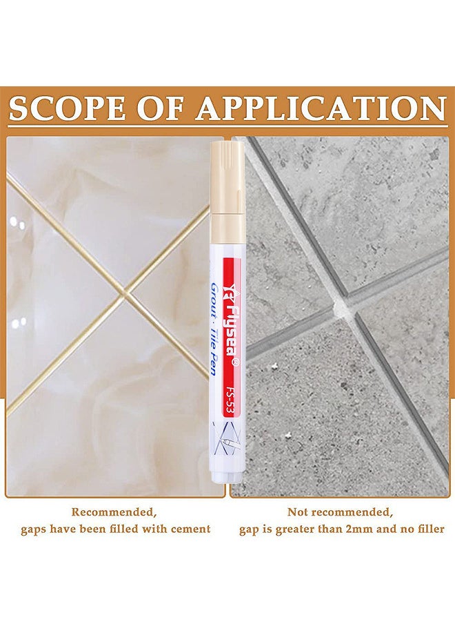 Flysea 5 Pieces Tile Pen Wall Grout Restorer Pen Repair Marker Grout Filler Pen For Restoring Tile Grout Wall Floor Bathrooms And Kitchen (Beige)  - Image 5