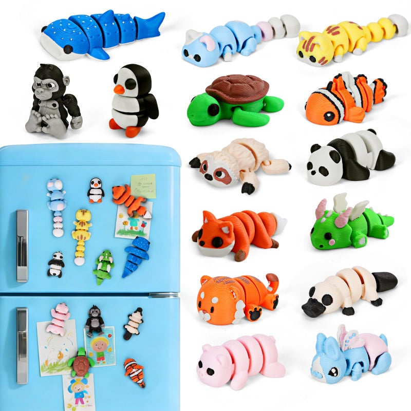 Cessfle 3D Printed Animal Magnets, 15pcs Mini 3D Printed Animals for Easter Basket Stuffers, Easter Egg Fillers, Animal Refrigerator Magnets Easter Gifts for Kids Boy Girl 3-5 5-7 8-12 - Image 1