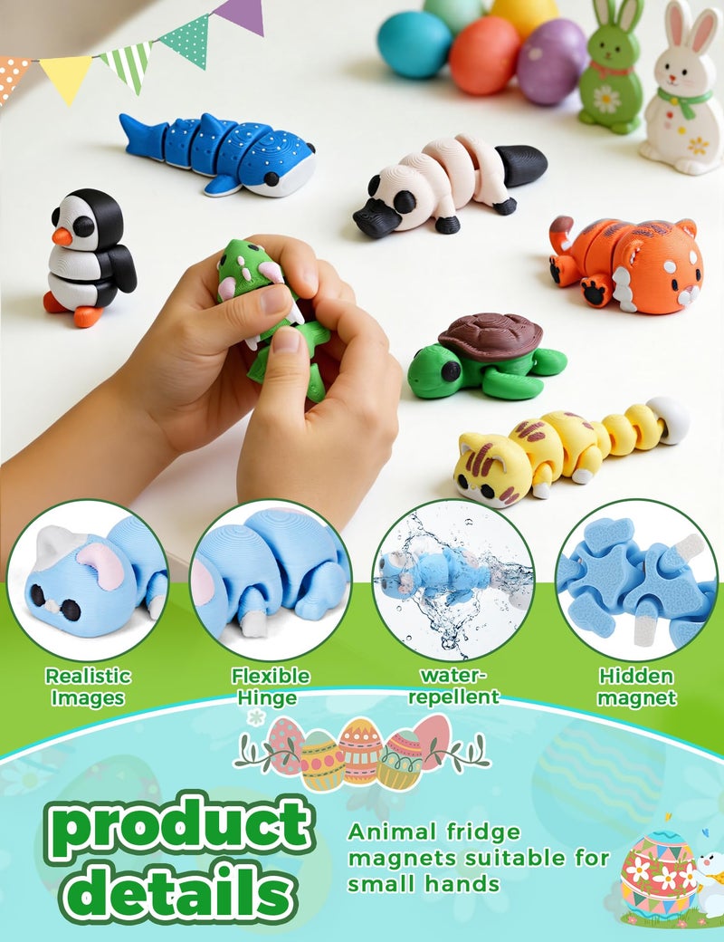 Cessfle 3D Printed Animal Magnets, 15pcs Mini 3D Printed Animals for Easter Basket Stuffers, Easter Egg Fillers, Animal Refrigerator Magnets Easter Gifts for Kids Boy Girl 3-5 5-7 8-12 - Image 4