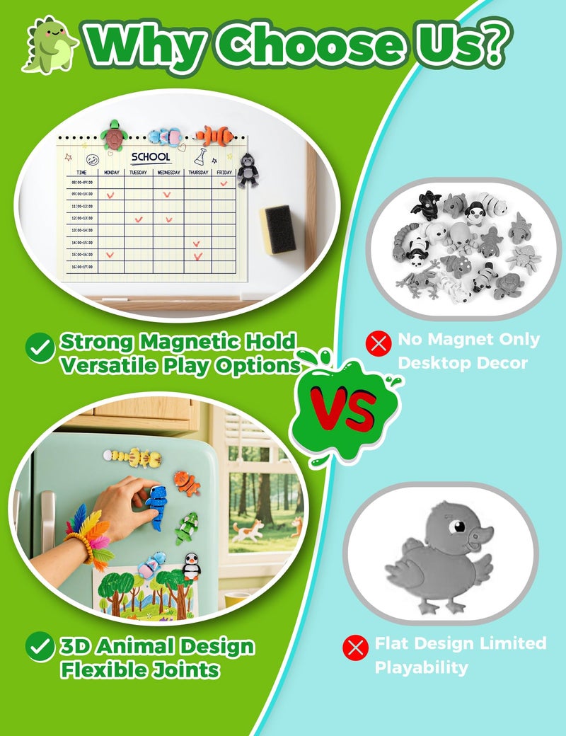 Cessfle 3D Printed Animal Magnets, 15pcs Mini 3D Printed Animals for Easter Basket Stuffers, Easter Egg Fillers, Animal Refrigerator Magnets Easter Gifts for Kids Boy Girl 3-5 5-7 8-12 - Image 5