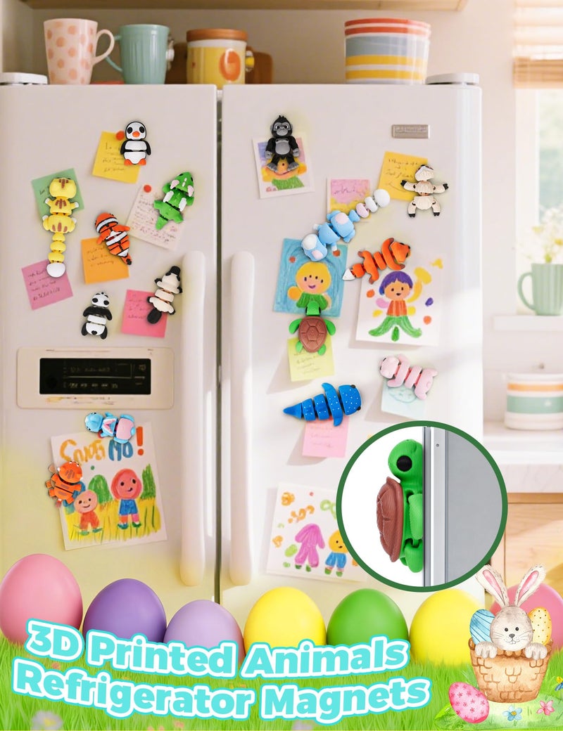 Cessfle 3D Printed Animal Magnets, 15pcs Mini 3D Printed Animals for Easter Basket Stuffers, Easter Egg Fillers, Animal Refrigerator Magnets Easter Gifts for Kids Boy Girl 3-5 5-7 8-12 - Image 3