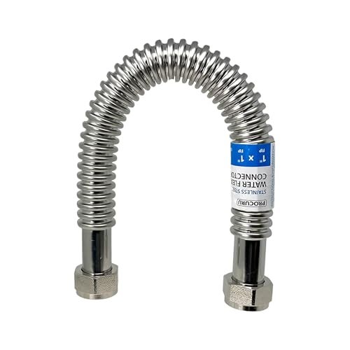 PROCURU 1Pack 1 FIP x 1 FIP x 18 15Ft Stainless Steel Water Heater Flex Connector Certified Safe 6WBB181P - Image 1