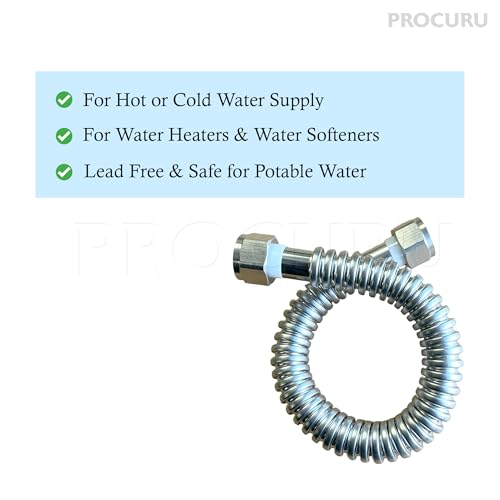 PROCURU 1Pack 1 FIP x 1 FIP x 18 15Ft Stainless Steel Water Heater Flex Connector Certified Safe 6WBB181P - Image 3