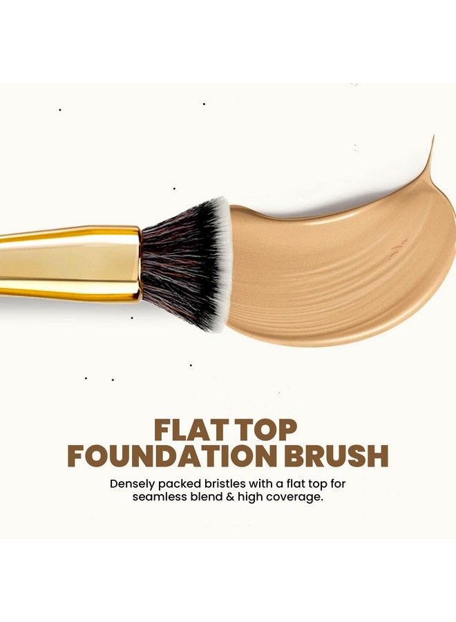Mars MARS Artist's Arsenal Professional Foundation Flat Makeup Brush | Feather Soft Touch | Precise Synthetic Bristle | Luxe Packaging Flat Straight Makeup Brush (Golden) - Image 3