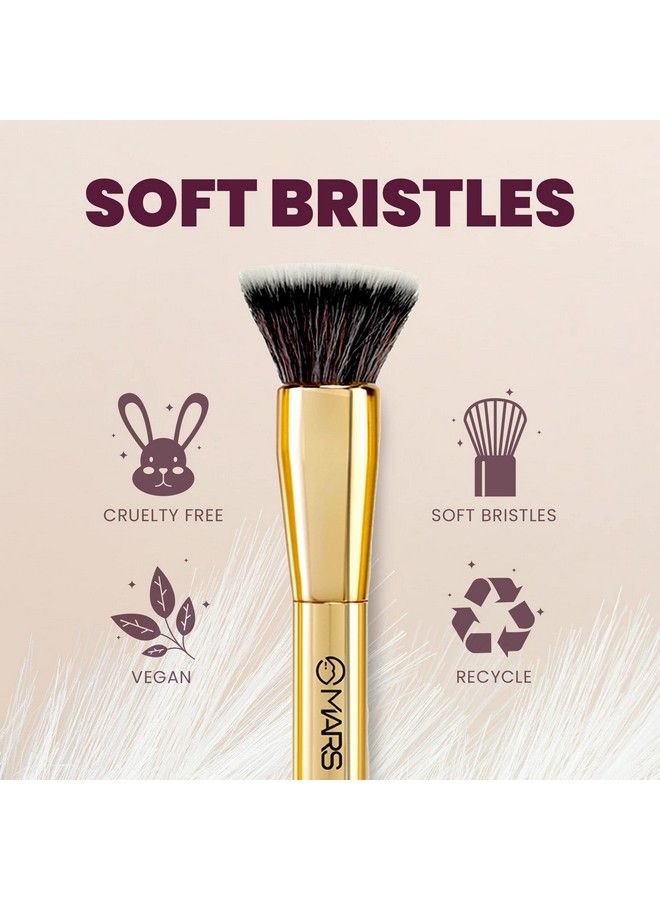 Mars MARS Artist's Arsenal Professional Foundation Flat Makeup Brush | Feather Soft Touch | Precise Synthetic Bristle | Luxe Packaging Flat Straight Makeup Brush (Golden) - Image 5