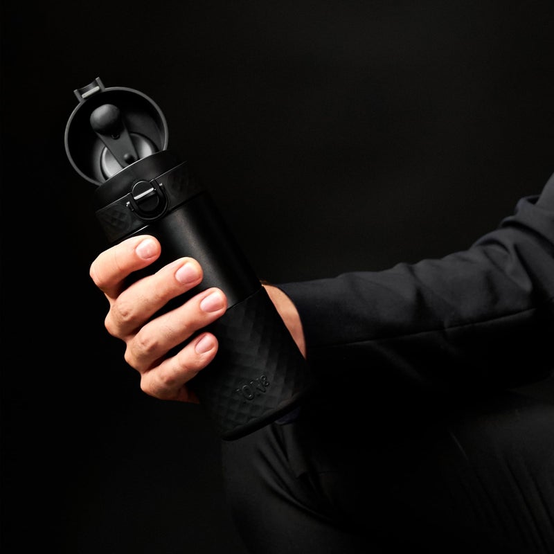 ION8 Insulated Travel Mug  360 ml/12 oz  Leak Proof  Triple Lock Secure  Spill-Free in Transit  Hygienic Cover  Easy-to-Clean  Perfect On-The-Go  Black  Stainless Steel - Image 4