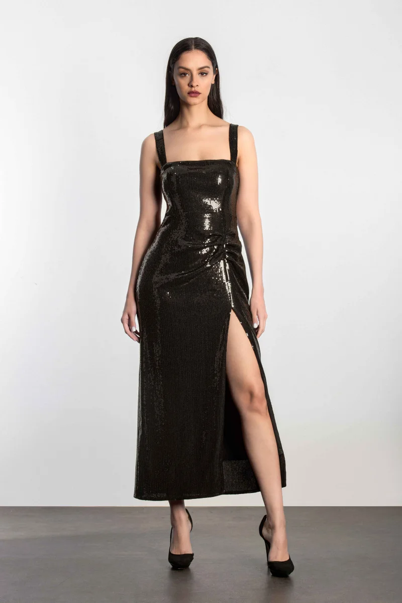 Sequins draped dress