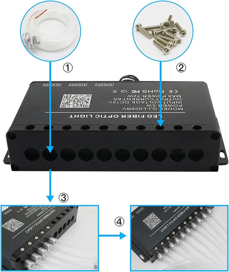 Amki 100pcs*0.04in*9.8ft Pure White Shooting Stars Effect Fiber Optic Lights Kit,10Holes LED 5W Meteor Light Engine with Bluetooth+RF Remote Control 20 Meteor Modes - Image 3