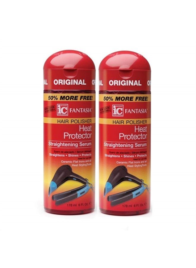 Fantasia سيروم فرد الشعر الواقي من الحرارة عالي الفعالية، ملمع الشعر، 6 أونصات (عبوة من 2) 
