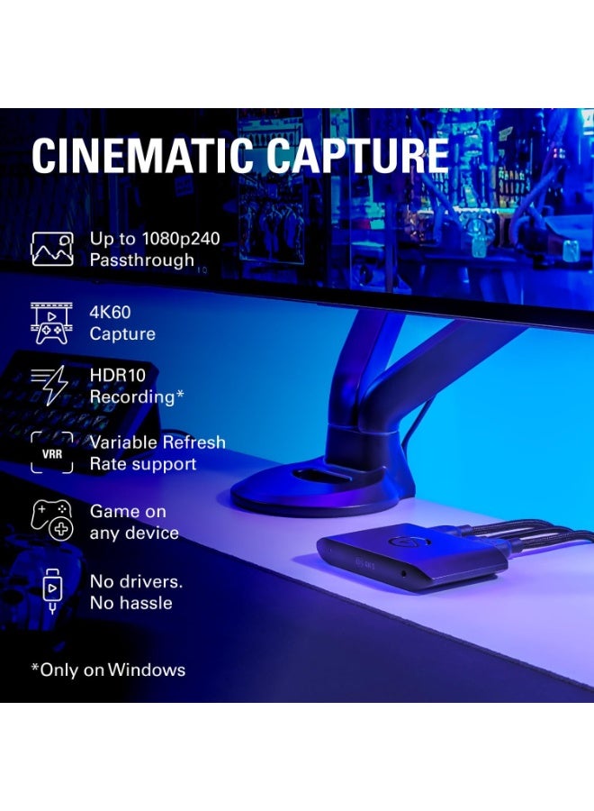 إلجاتو 4K S – بطاقة التقاط خارجية لجهاز PS5، Xbox Series X/S، Switch 2، PC، Mac، iPad | 4K60، 1440p120، أو 1080p240 تمرير والتقاط، HDR10، VRR، USB-C، زمن تأخير قريب من الصفر - Image 2