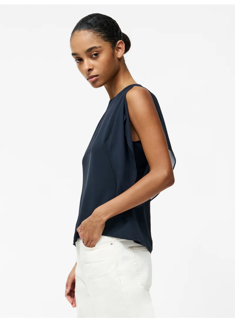 فرنش كونكشن Plain/Basic Regular Polyester High Neck Blouse