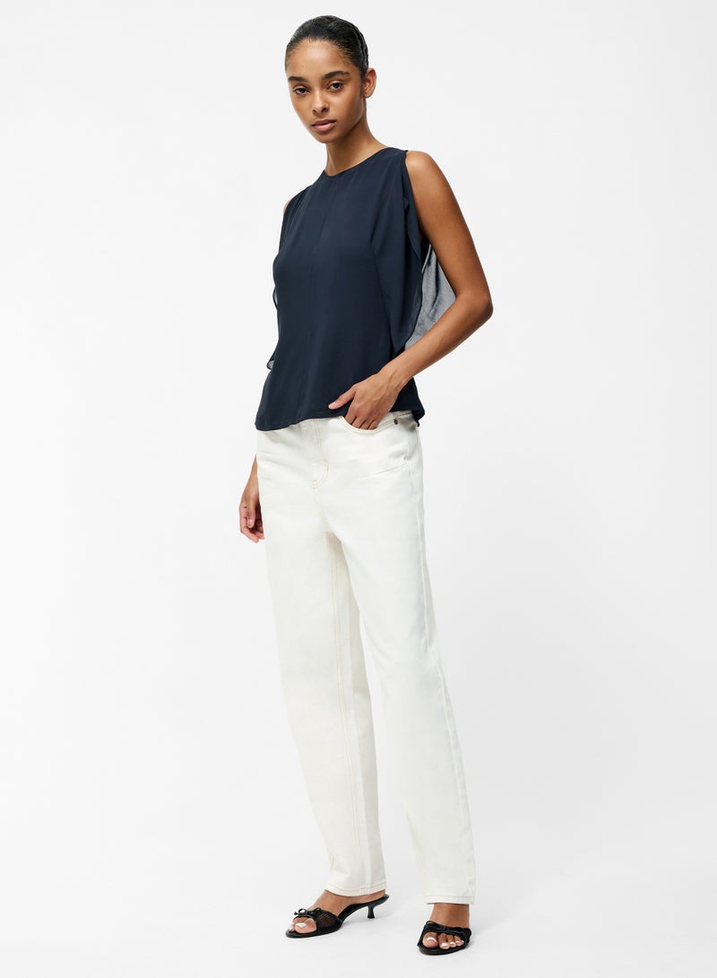 فرنش كونكشن بلوزة إيدن بأكمام فراشة من الجورجيت - Image 4