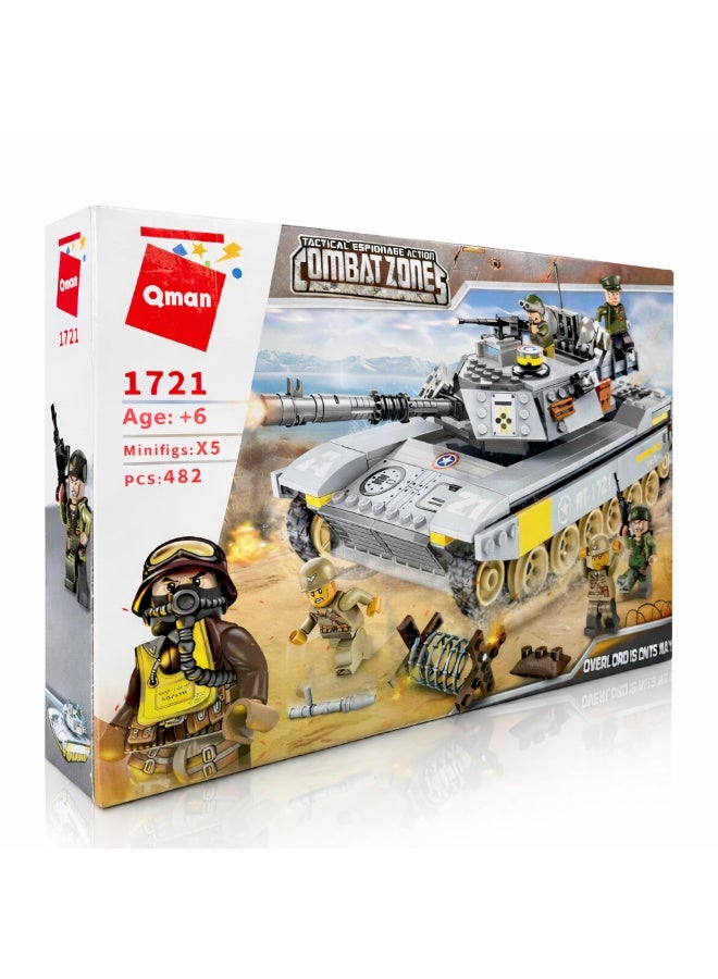 Qman Combat Zones Tactical Tank Building Set with 5 Minifigures | 482 Pieces | Military Battle Tank Toy for Kids 6+ - Image 5