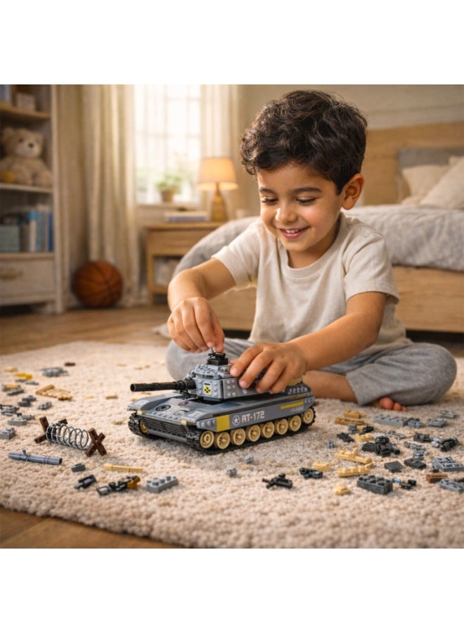 Qman Combat Zones Tactical Tank Building Set with 5 Minifigures | 482 Pieces | Military Battle Tank Toy for Kids 6+ - Image 2