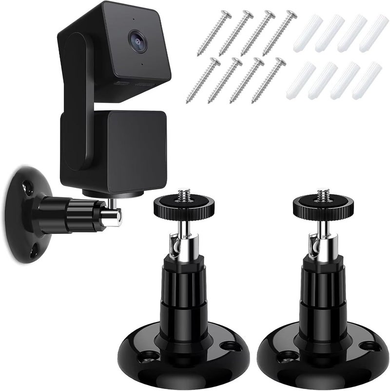 FASTSNAIL Wall Mount Compatible with Wyze Cam Pan & Wyze Cam V3/Ring Camera, Adjustable Indoor Outdoor Mount for Wyze Cam Pan, Wyze Cam Outdoor, Wyze Cam V3/ArloPro/2/3/4/5//Ultra/Ultra 2 Pack Black - Image 1