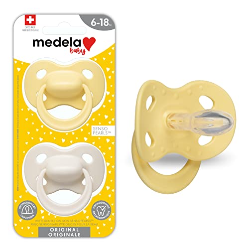 Medela Baby Pacifier 618 Months BPAFree Lightweight Orthodontic 2Pack Pastel Sunflower and Neutral - Image 1