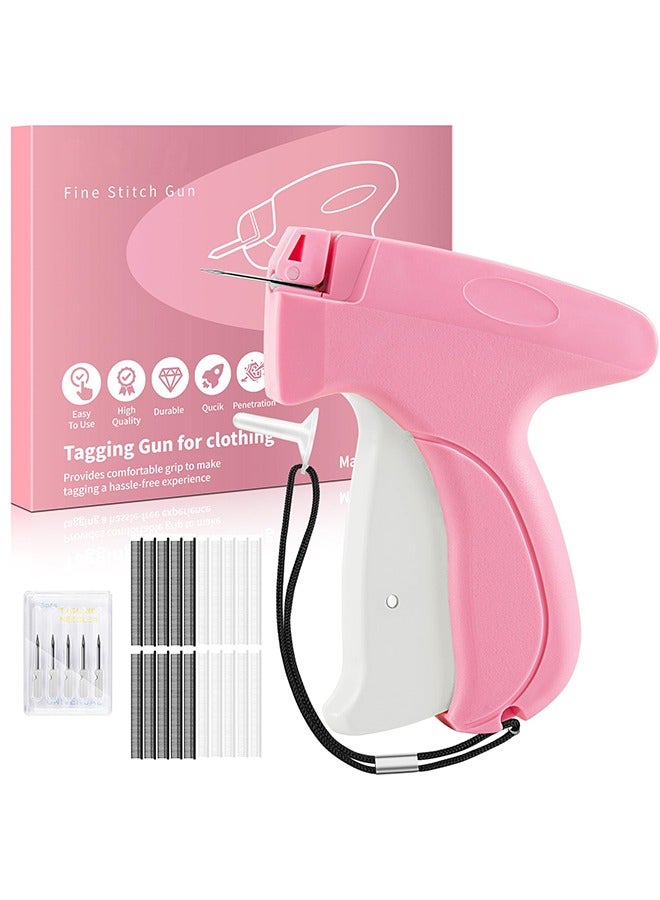 Fine Stitch Gun Stitchy Quick Clothing Fixer for Clothes,Micro Tagging Gun for Clothing with 5 Fine Needles  1000 Pcs Fasteners,Mini Speedy Sticky Sewing Gun Hemming Tool (Pink) - Image 1