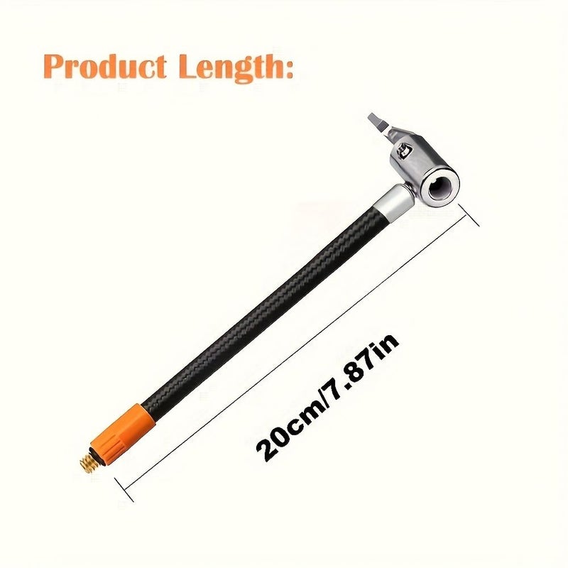 1 X 50cm 19.69 Inch M6 Universal Tire Inflatable Hose With Woven Synthetic Rubber Enhanced High Temperature Sleeve Twist Lock Adapter For Bicycle Motorcycle Car Tire Pump Extension - Image 1