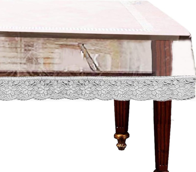 بي في سي واقي طاولة شفاف من مادة PVC، مقاس 150×200 سم - مقاوم للماء والحرارة، سهل التنظيف، غطاء طاولة طعام بحافة أنيقة