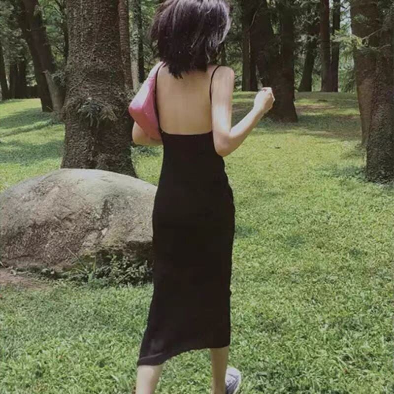 French Off-Shoulder Knit Slip Dress - Image 1