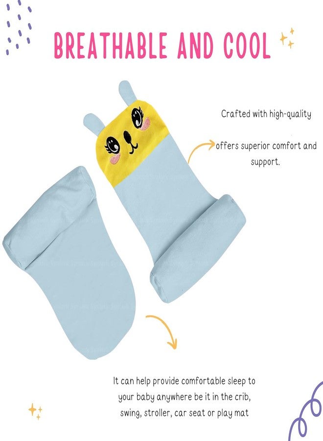 Synlark Baby Head Support Pillow, Supersoft Fabric, Adjustable Side Roll Cushions, Portable, for Newborns (Sky-Blue) - Image 3