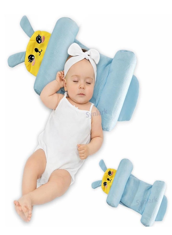 Synlark Baby Head Support Pillow, Supersoft Fabric, Adjustable Side Roll Cushions, Portable, for Newborns (Sky-Blue) - Image 1